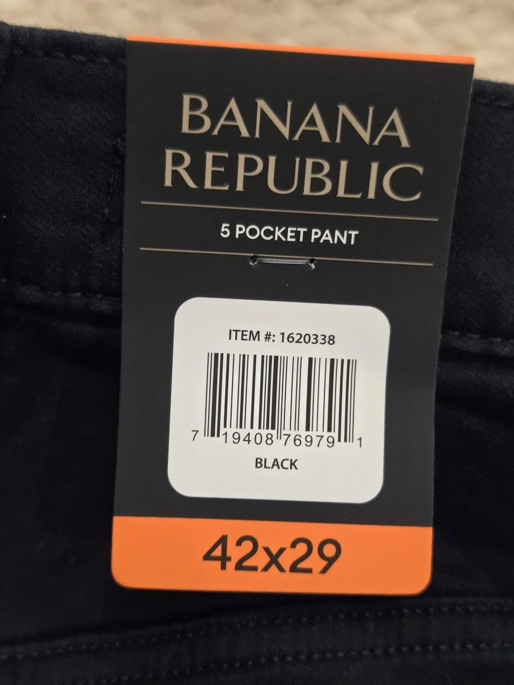 NWT Banana Republic Men’s Black 5 Pocket Stretch Pants 42x29